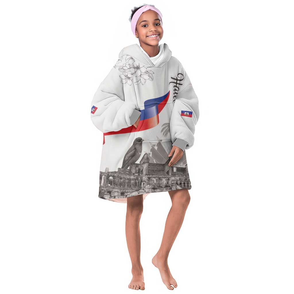 Afro-Haitians Citadelle Laferriere Kid Wearable Blanket Hoodie Hispaniolan Trogon and Plumeria - African Pride