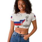 Afro-Haitians Citadelle Laferriere Raglan Cropped T shirt Hispaniolan Trogon and Plumeria LT19