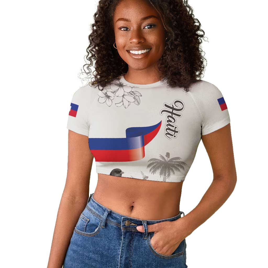 Afro-Haitians Citadelle Laferriere Raglan Cropped T shirt Hispaniolan Trogon and Plumeria LT19
