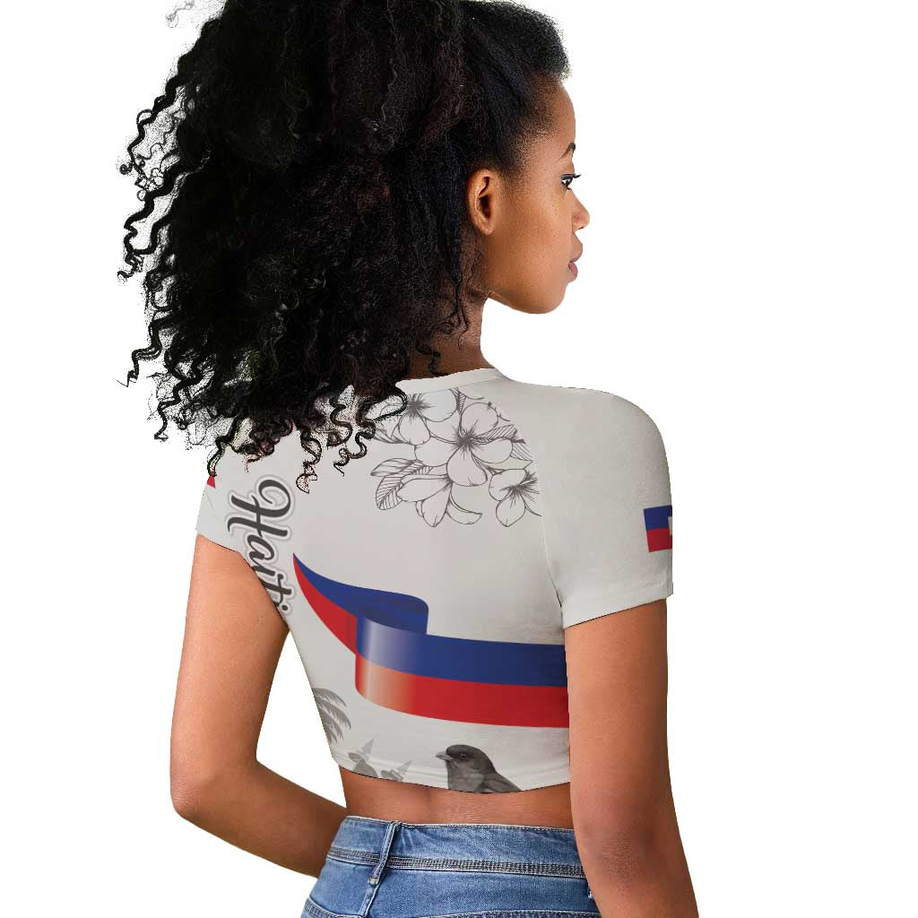 Afro-Haitians Citadelle Laferriere Raglan Cropped T shirt Hispaniolan Trogon and Plumeria LT19