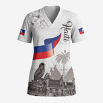 Afro-Haitians Citadelle Laferriere Scrub Top Hispaniolan Trogon and Plumeria - African Pride