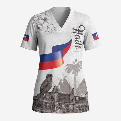 Afro-Haitians Citadelle Laferriere Scrub Top Hispaniolan Trogon and Plumeria - African Pride