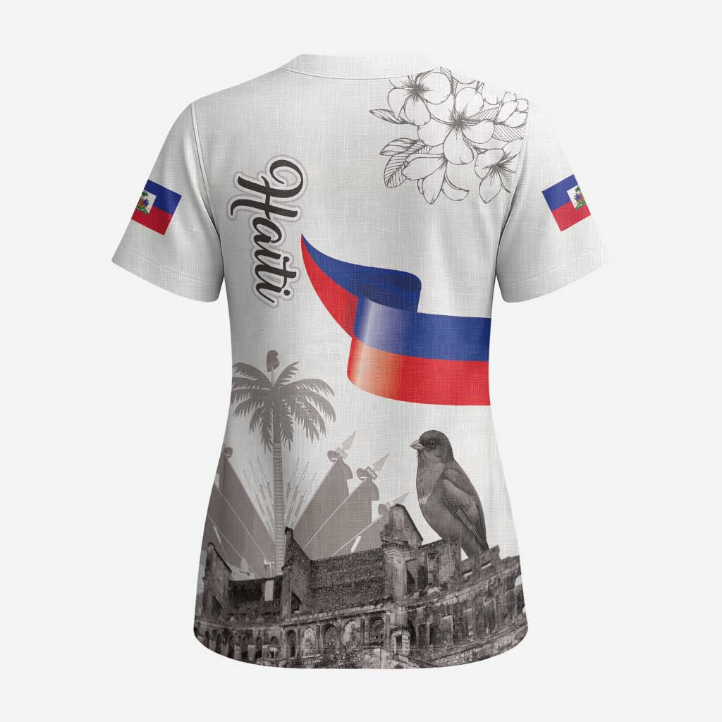 Afro-Haitians Citadelle Laferriere Scrub Top Hispaniolan Trogon and Plumeria - African Pride