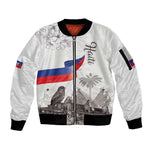 Afro-Haitians Citadelle Laferriere Sleeve Zip Bomber Jacket Hispaniolan Trogon and Plumeria - African Pride