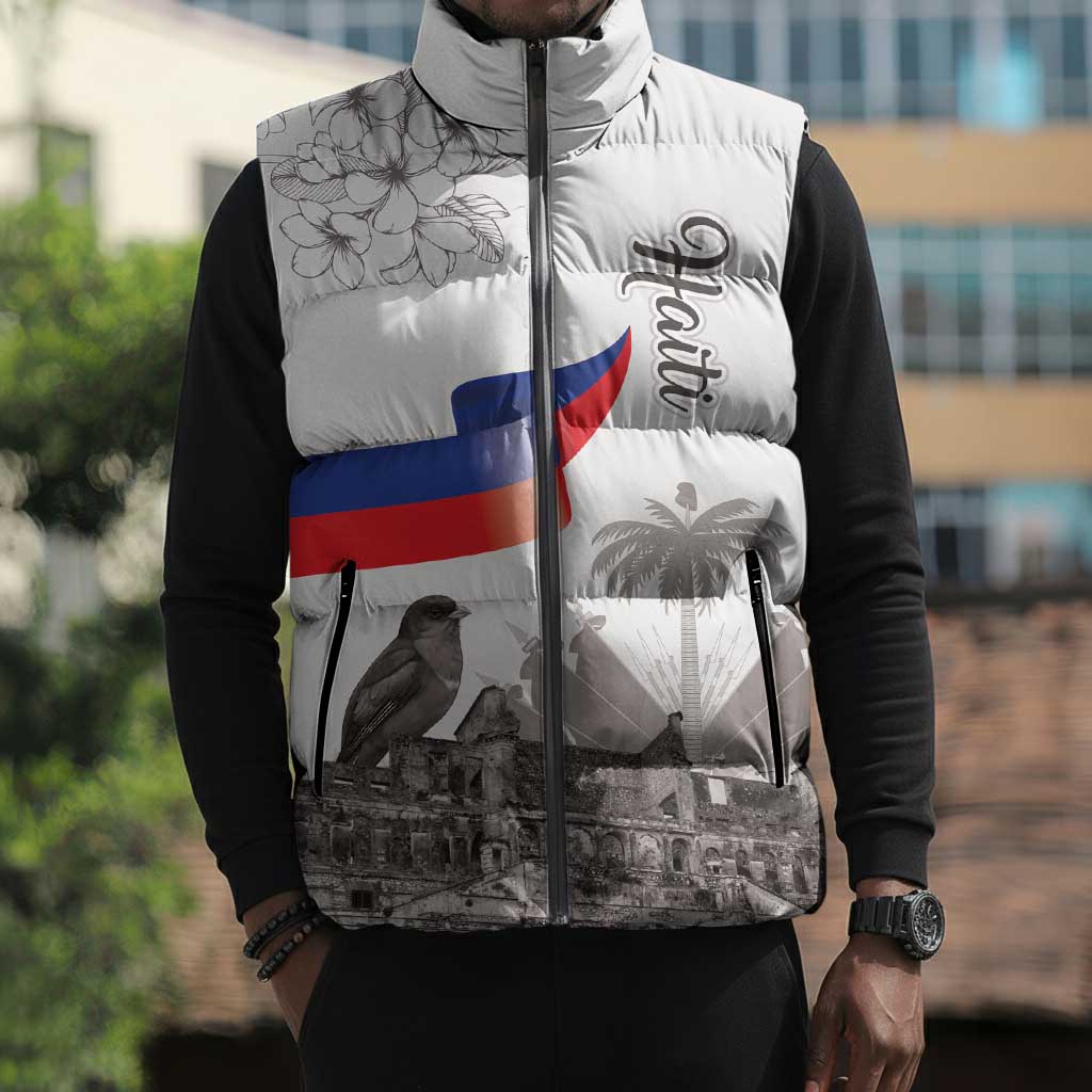 Afro-Haitians Citadelle Laferriere Sleeveless Puffer Jacket Hispaniolan Trogon and Plumeria