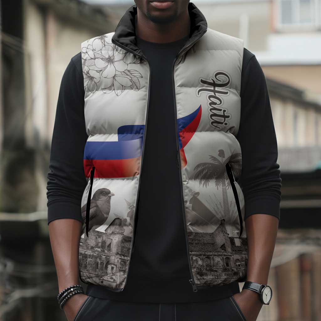 Afro-Haitians Citadelle Laferriere Sleeveless Puffer Jacket Hispaniolan Trogon and Plumeria
