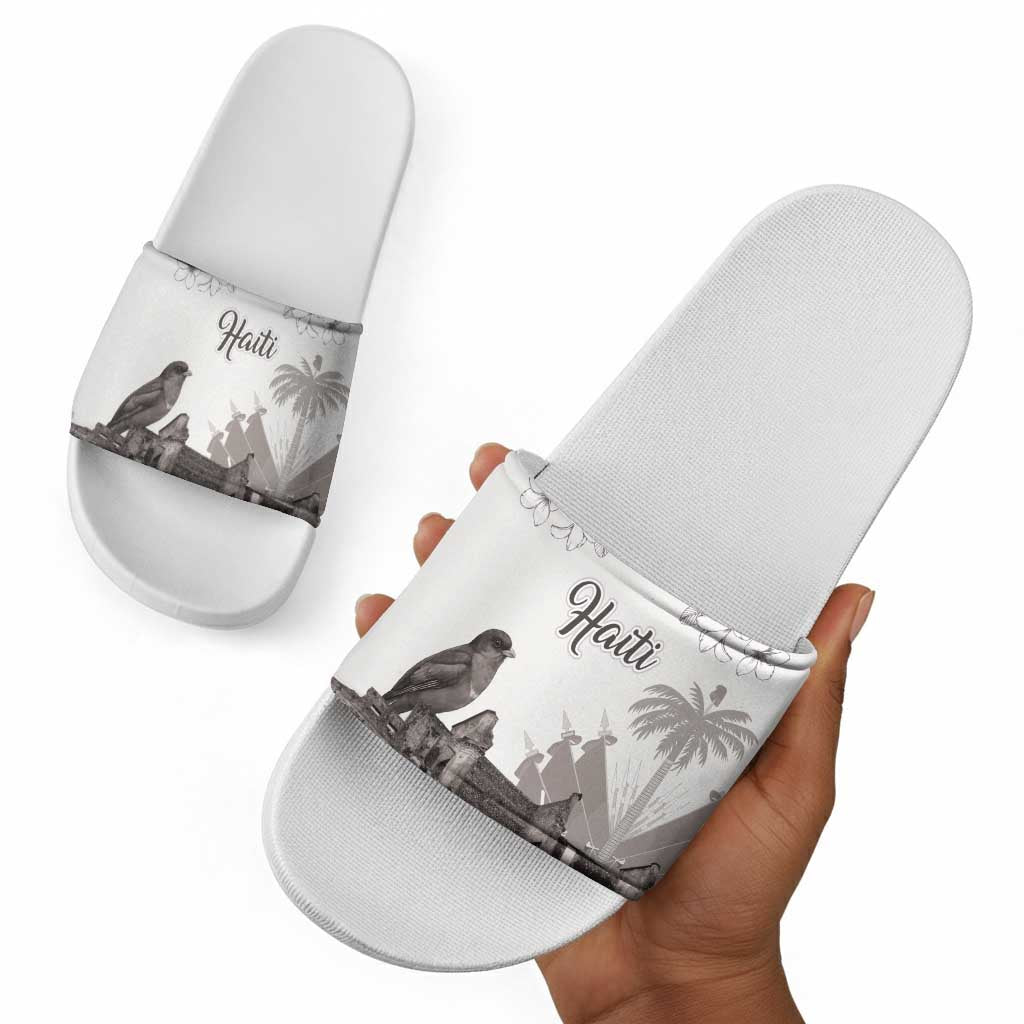 Afro-Haitians Citadelle Laferriere Slide Sandals Hispaniolan Trogon and Plumeria