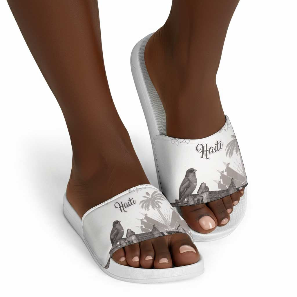 Afro-Haitians Citadelle Laferriere Slide Sandals Hispaniolan Trogon and Plumeria