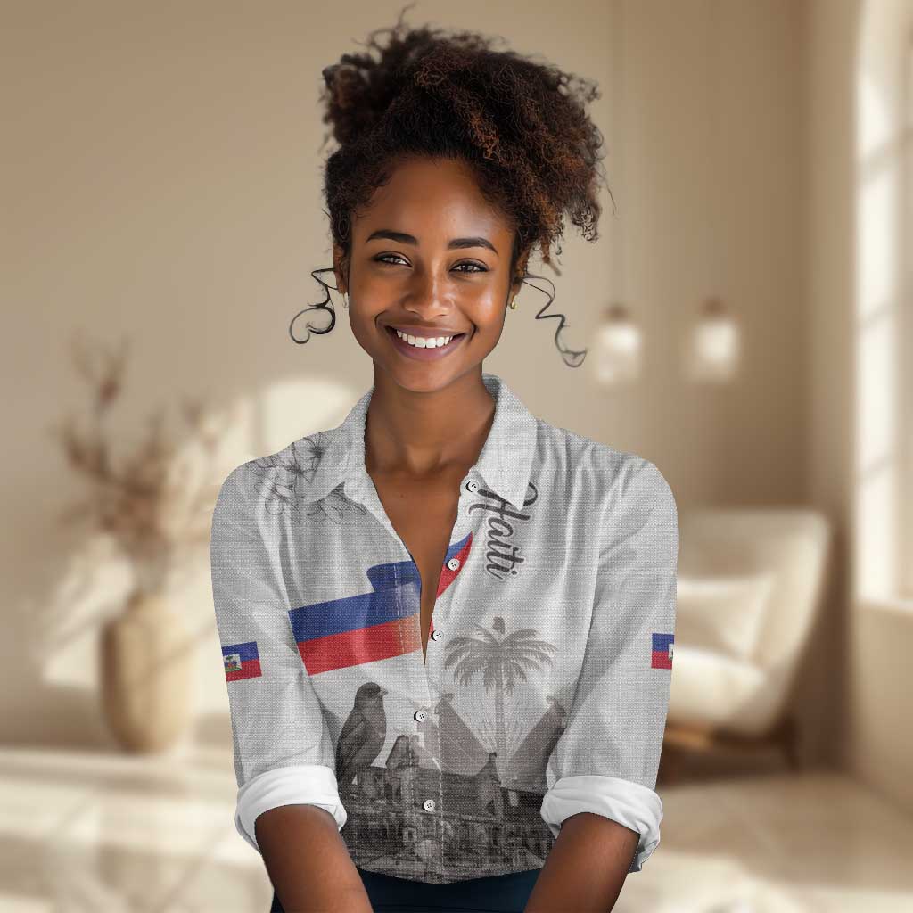 Afro-Haitians Citadelle Laferriere Women Casual Shirt Hispaniolan Trogon and Plumeria - African Pride