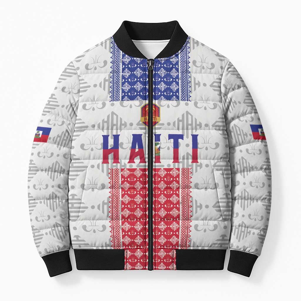 Custom Afro-Haitians Football Bomber Puffer Jacket National Flag Design