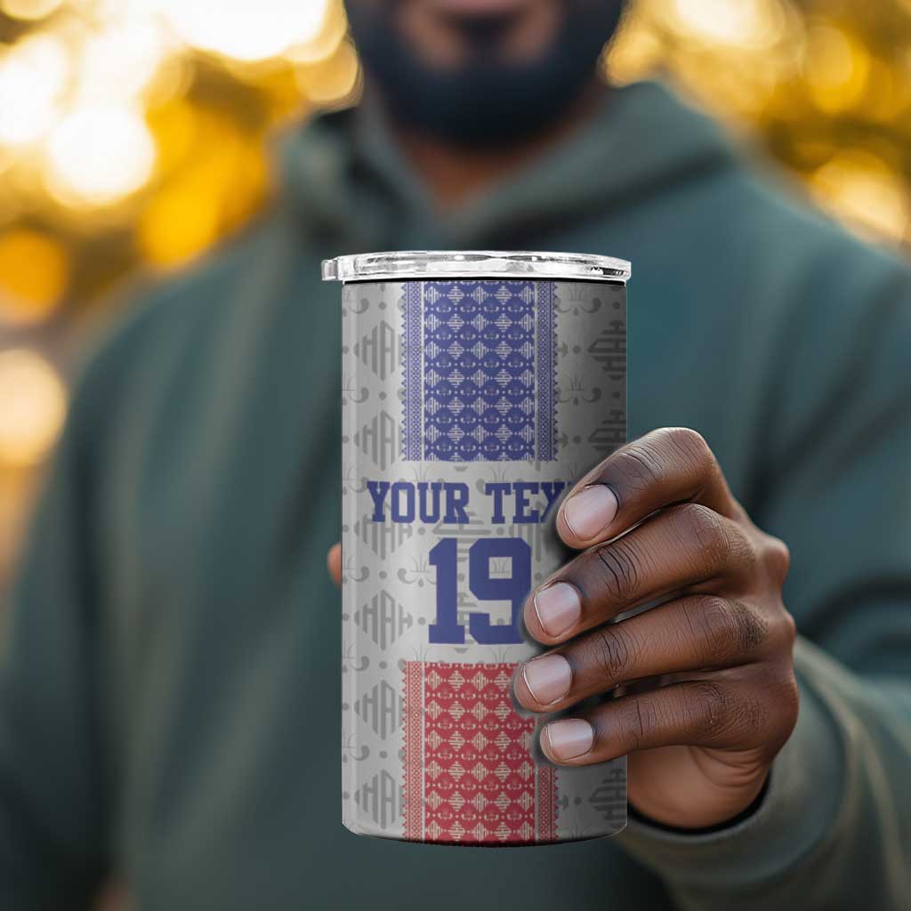 Custom Afro-Haitians Football 4 in 1 Can Cooler Tumbler National Flag Design - African Pride
