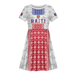 Custom Afro-Haitians Football Kid Short Sleeve Dress National Flag Design LT19