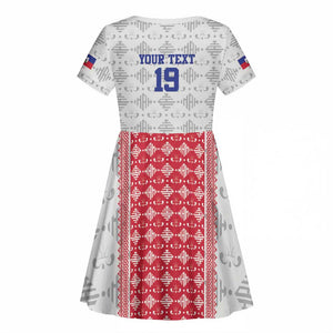 Custom Afro-Haitians Football Kid Short Sleeve Dress National Flag Design LT19