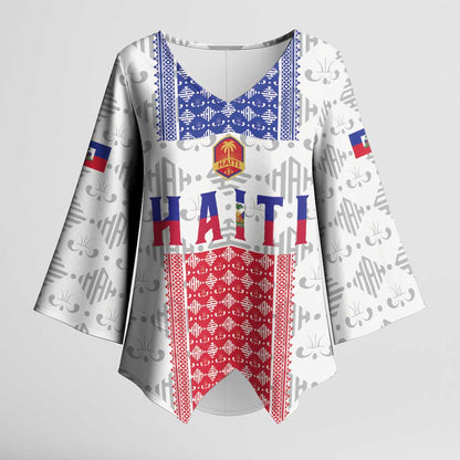 Custom Afro-Haitians Football Kimono Sleeve Blouse National Flag Design
