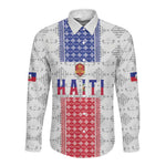 Custom Afro-Haitians Football Long Sleeve Button Shirt National Flag Design - African Pride