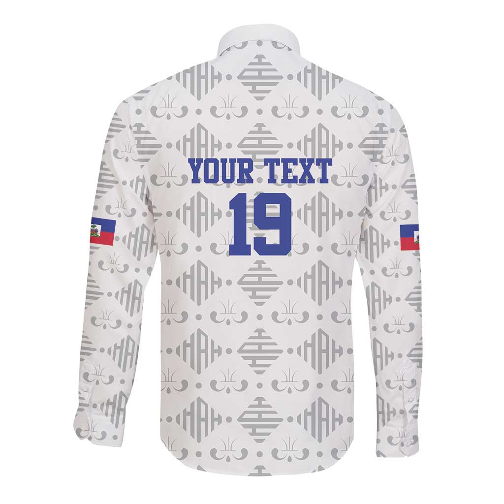 Custom Afro-Haitians Football Long Sleeve Button Shirt National Flag Design - African Pride