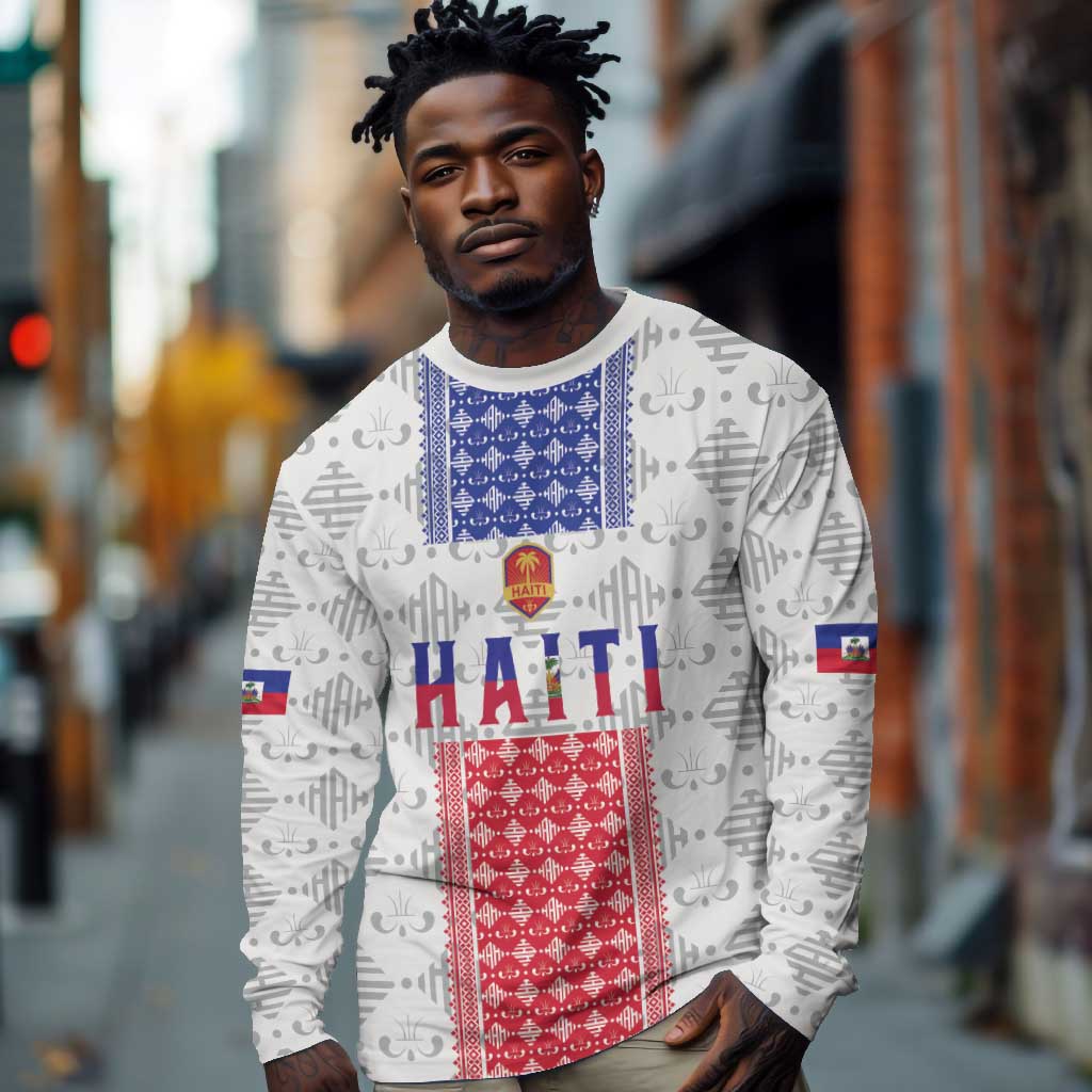 Custom Afro-Haitians Football Long Sleeve Shirt National Flag Design - African Pride