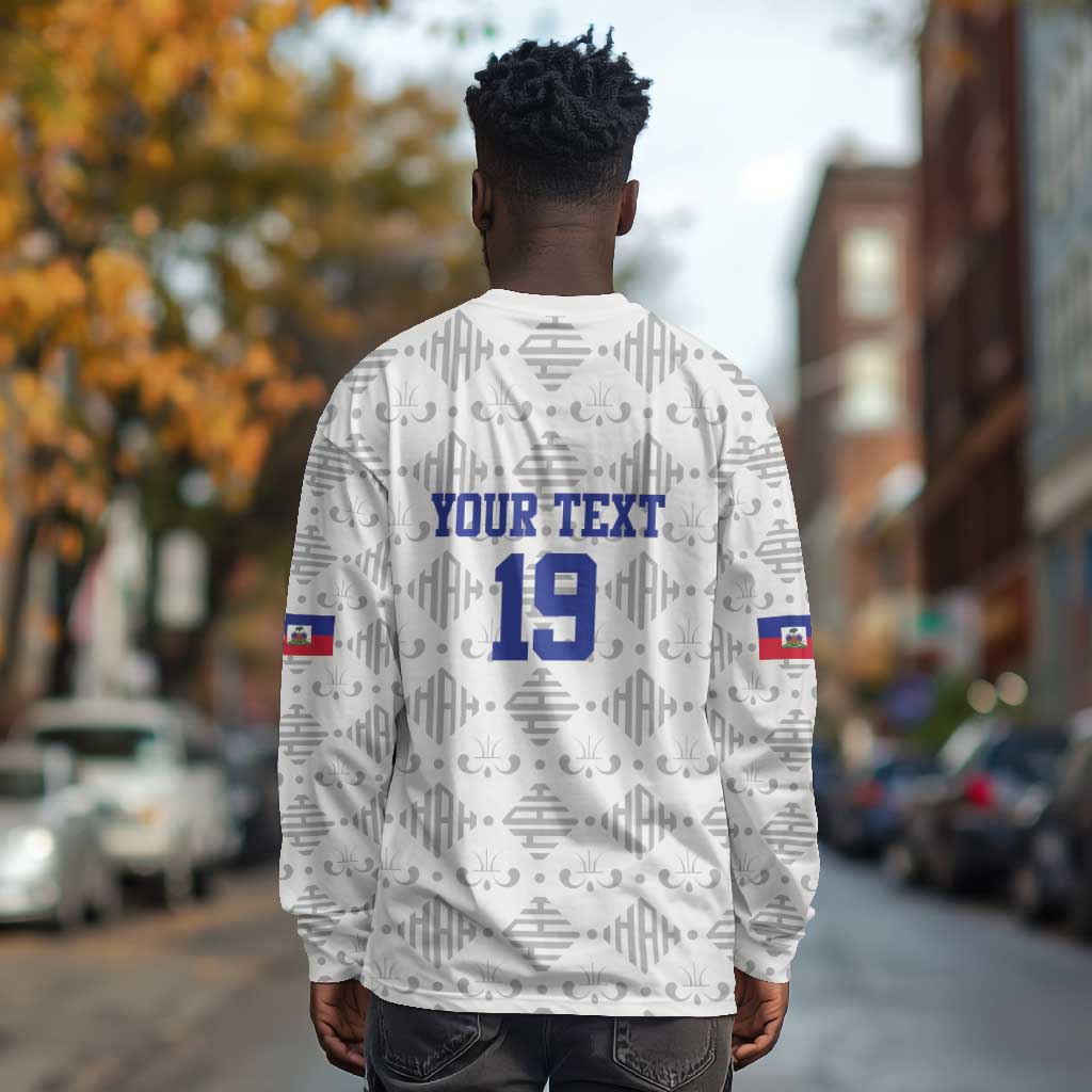 Custom Afro-Haitians Football Long Sleeve Shirt National Flag Design - African Pride