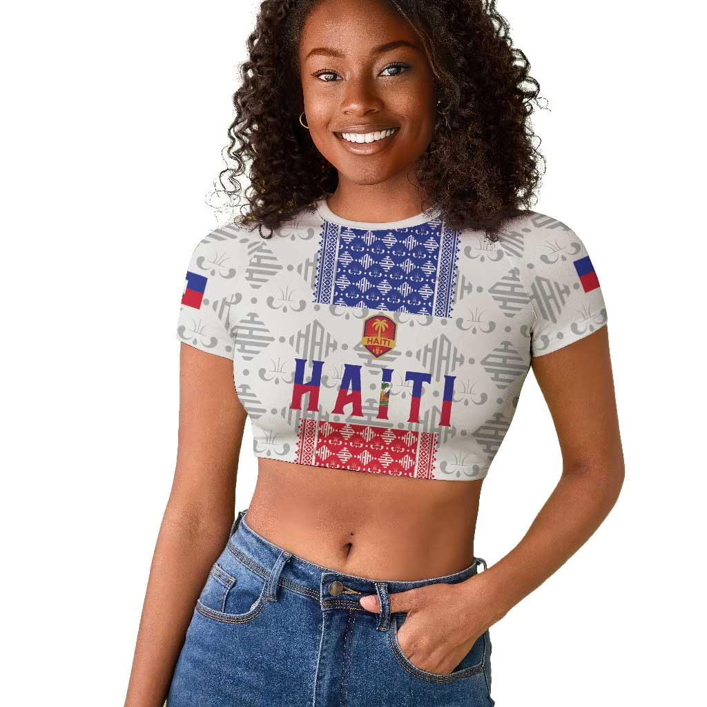 Custom Afro-Haitians Football Raglan Cropped T shirt National Flag Design LT19