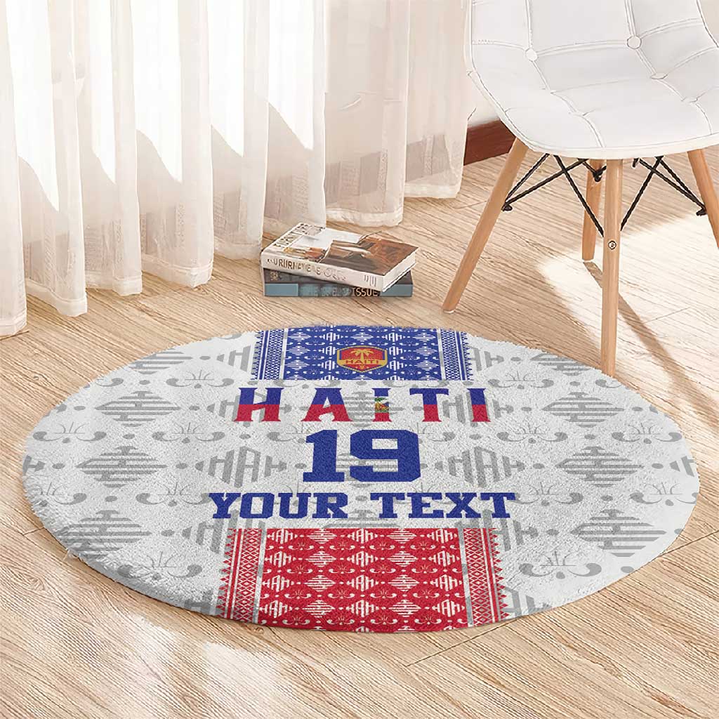 Custom Afro-Haitians Football Round Carpet National Flag Design - African Pride