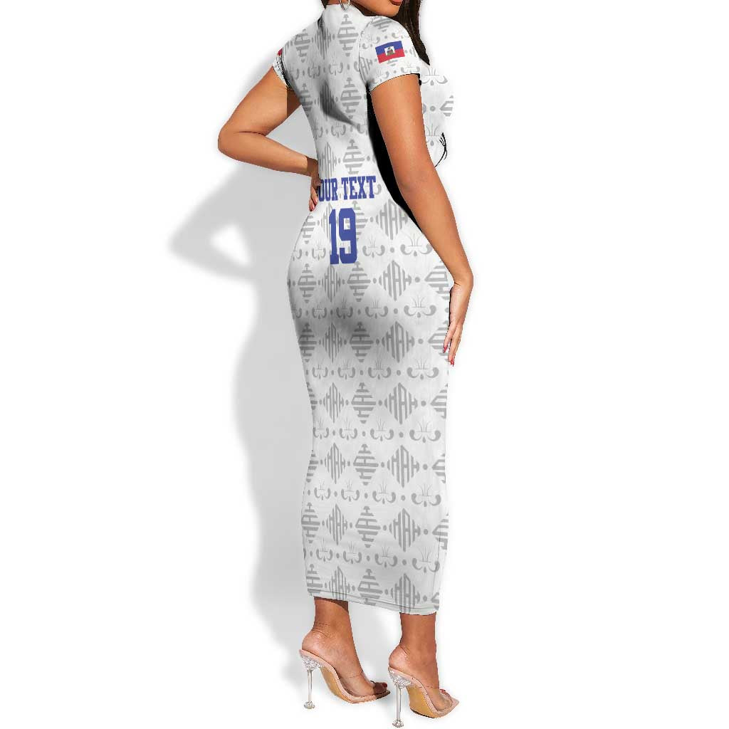 Custom Afro-Haitians Football Short Sleeve Bodycon Dress National Flag Design LT19