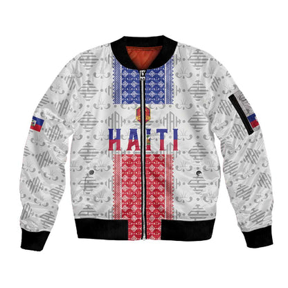 Custom Afro-Haitians Football Sleeve Zip Bomber Jacket National Flag Design - African Pride