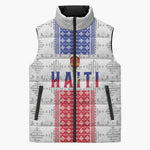 Custom Afro-Haitians Football Sleeveless Puffer Jacket National Flag Design