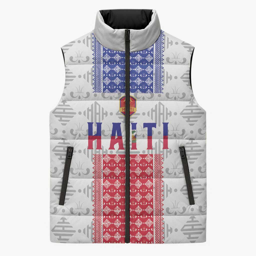 Custom Afro-Haitians Football Sleeveless Puffer Jacket National Flag Design