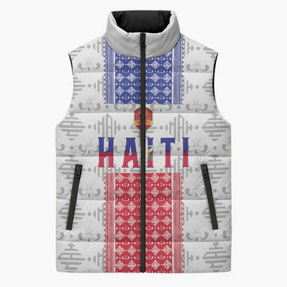 Custom Afro-Haitians Football Sleeveless Puffer Jacket National Flag Design