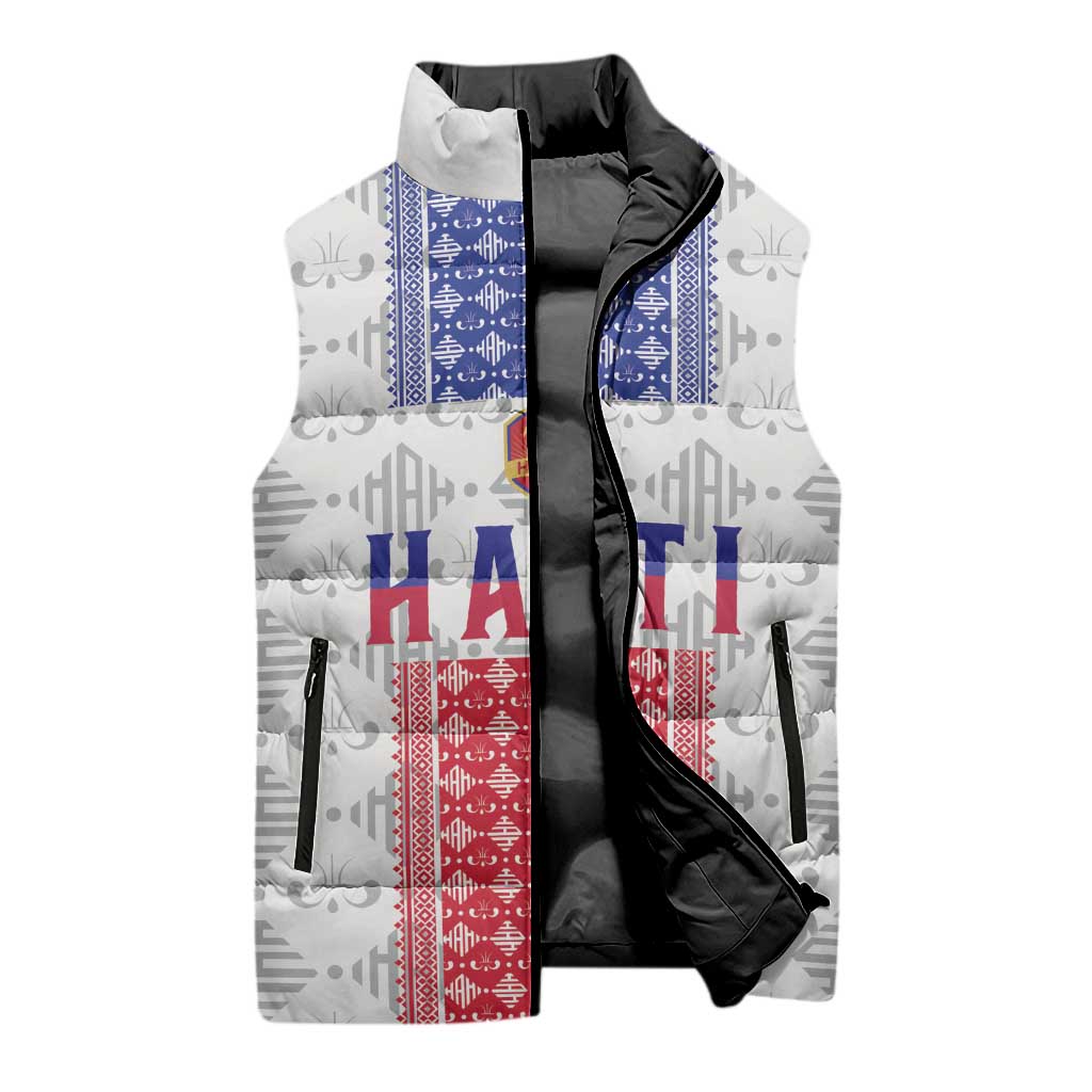 Custom Afro-Haitians Football Sleeveless Puffer Jacket National Flag Design