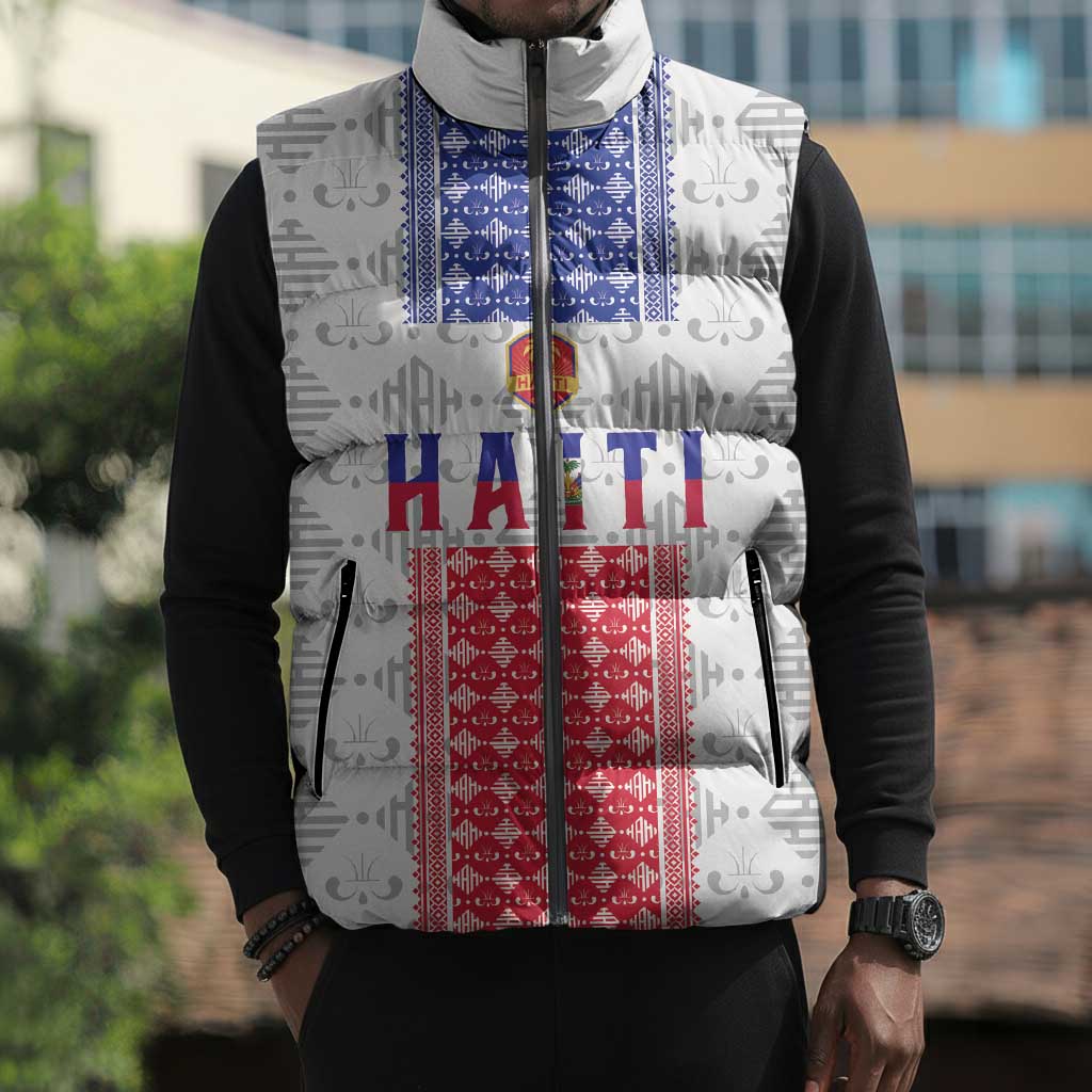 Custom Afro-Haitians Football Sleeveless Puffer Jacket National Flag Design