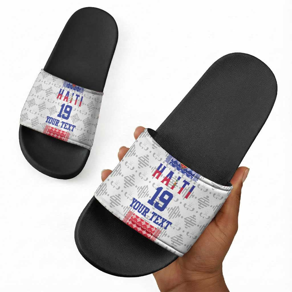 Custom Afro-Haitians Football Slide Sandals National Flag Design