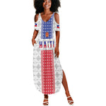 Custom Afro-Haitians Football Summer Maxi Dress National Flag Design LT19