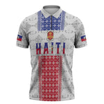 Custom Afro-Haitians Football Zipper Polo Shirt National Flag Design