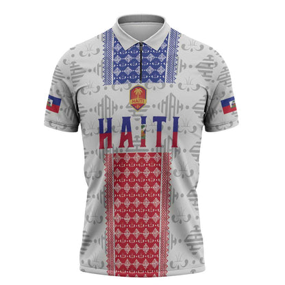 Custom Afro-Haitians Football Zipper Polo Shirt National Flag Design