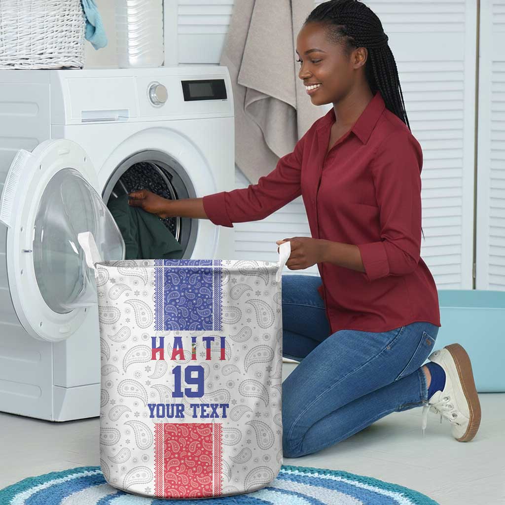 Custom Afro-Haitians Football Laundry Basket Paisley Flag Pattern Design - African Pride