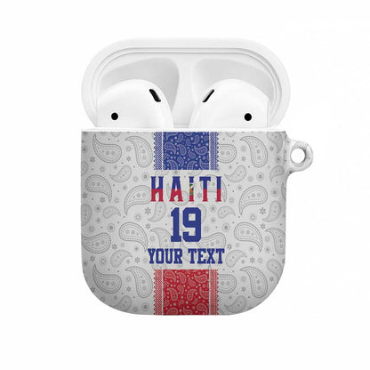 Custom Afro-Haitians Football AirPods Case Paisley Flag Pattern Design