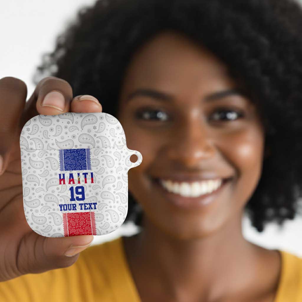 Custom Afro-Haitians Football AirPods Case Paisley Flag Pattern Design