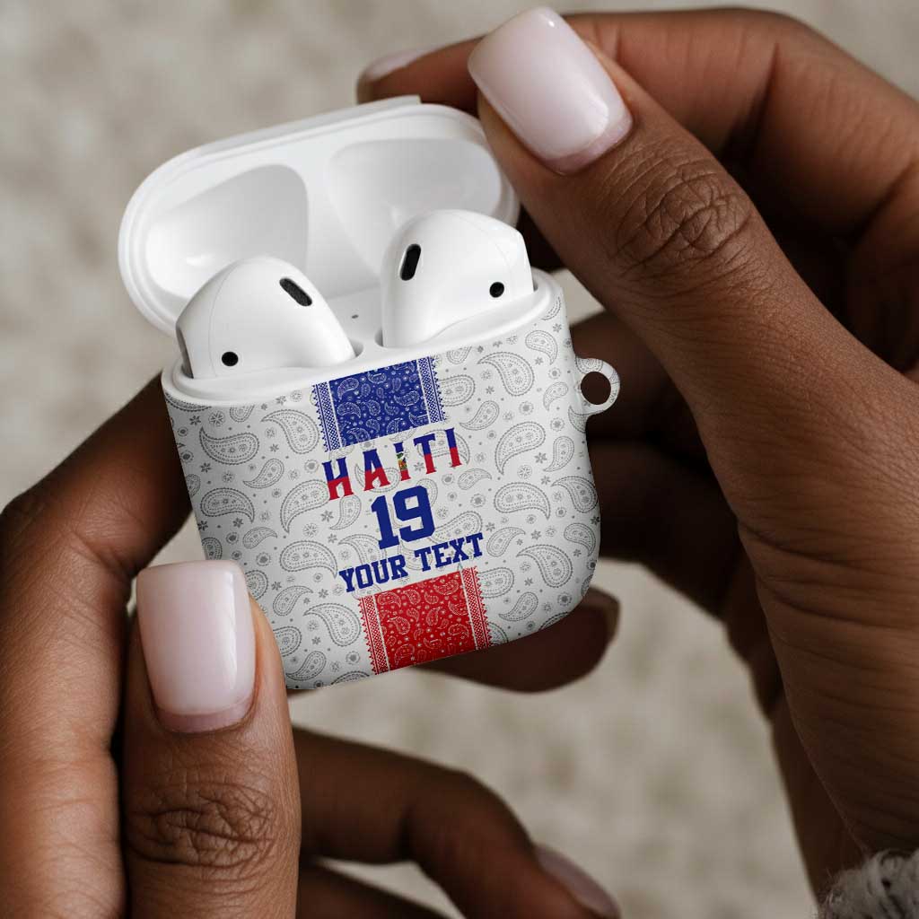 Custom Afro-Haitians Football AirPods Case Paisley Flag Pattern Design