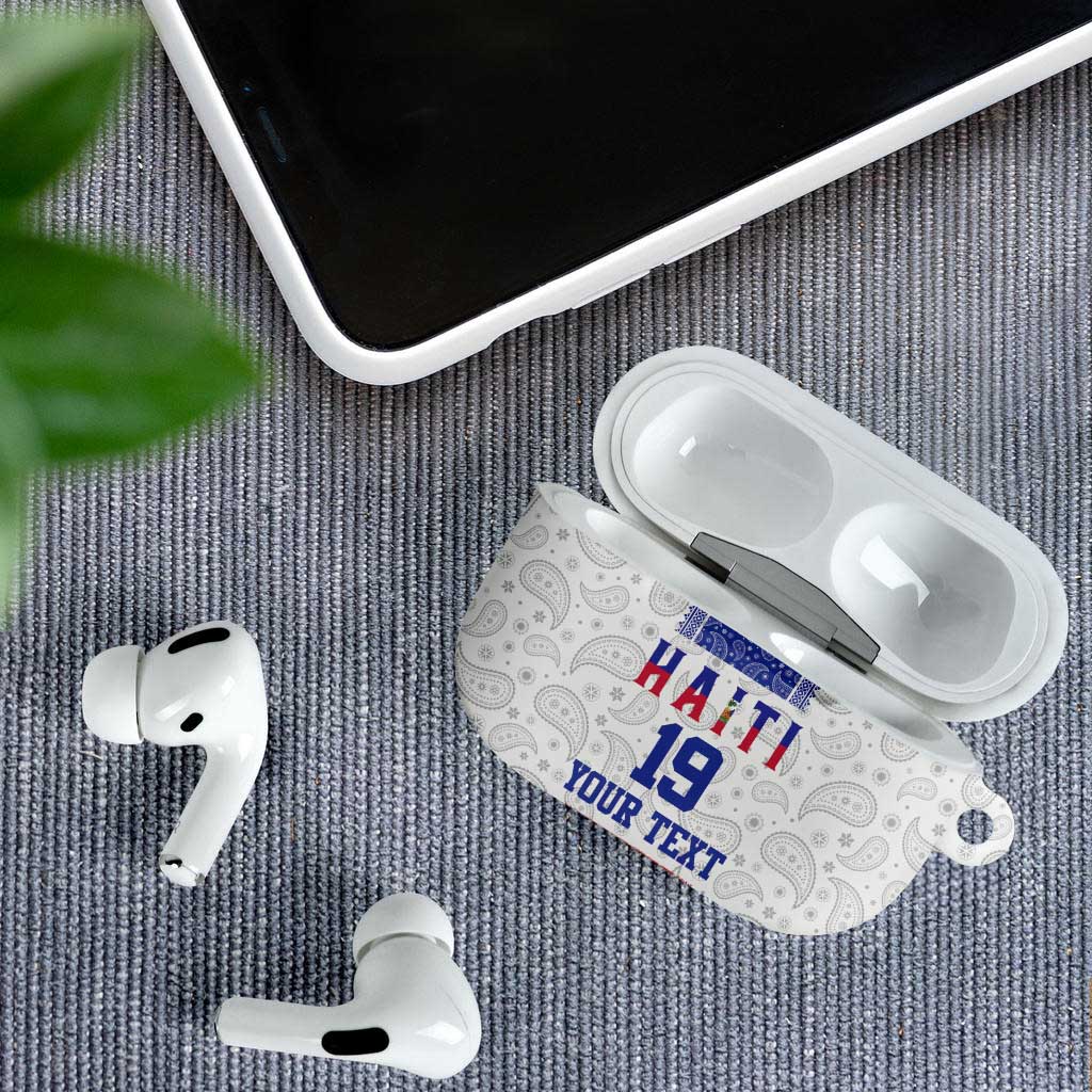 Custom Afro-Haitians Football AirPods Case Paisley Flag Pattern Design
