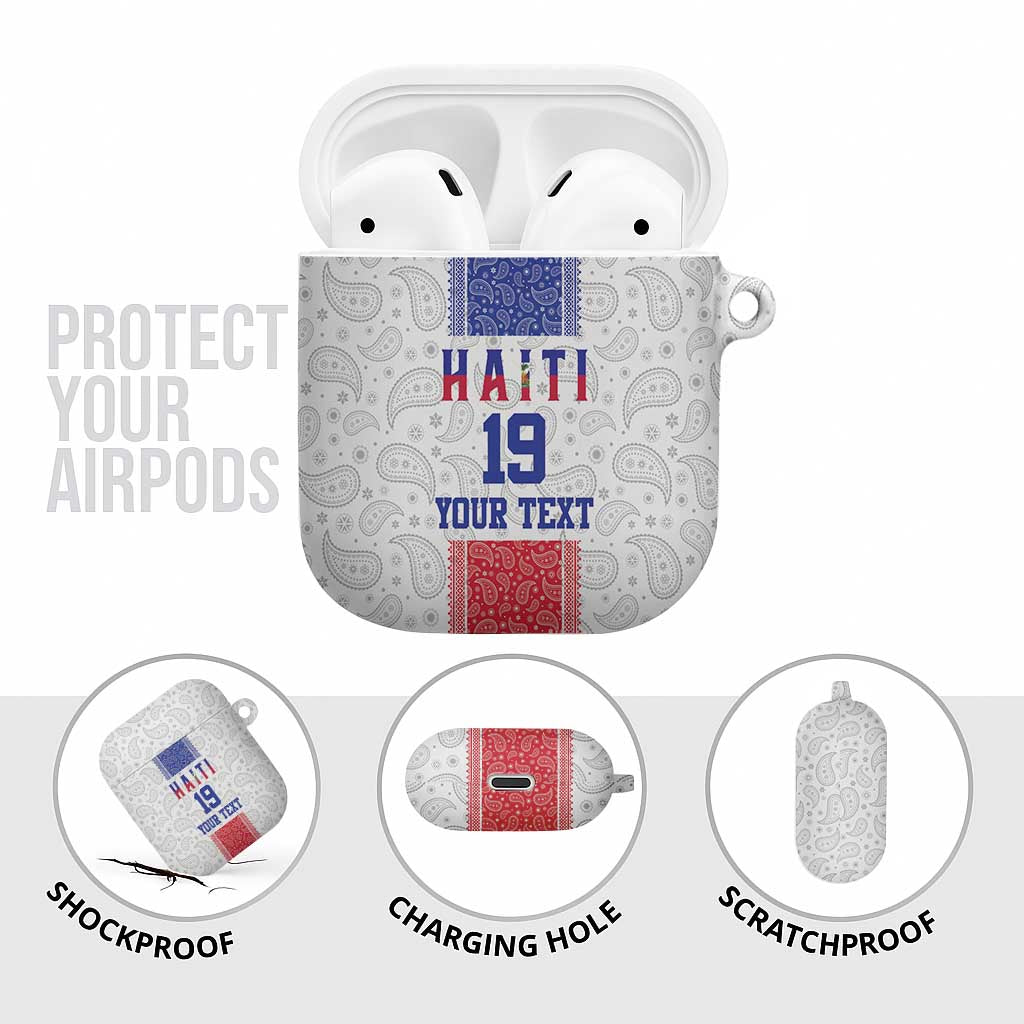 Custom Afro-Haitians Football AirPods Case Paisley Flag Pattern Design