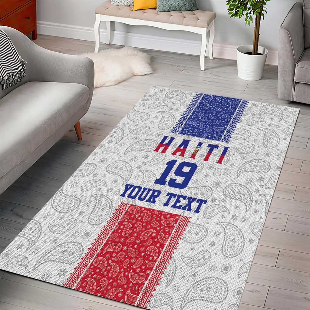 Custom Afro-Haitians Football Area Rug Paisley Flag Pattern Design - African Pride