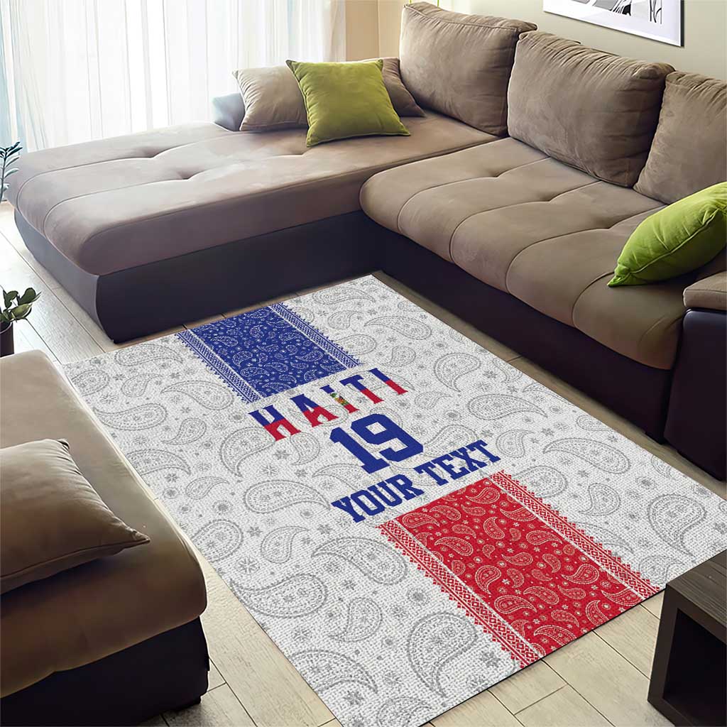 Custom Afro-Haitians Football Area Rug Paisley Flag Pattern Design - African Pride