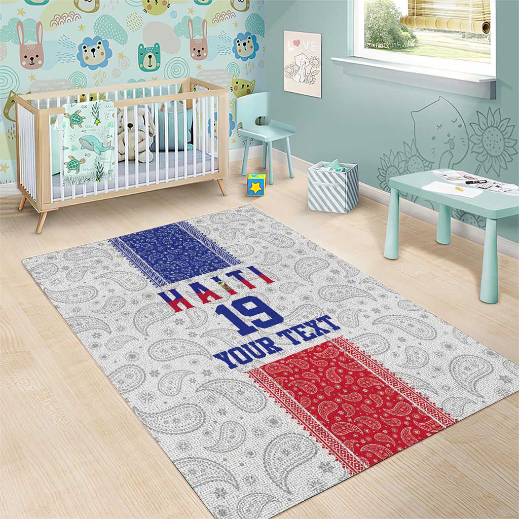 Custom Afro-Haitians Football Area Rug Paisley Flag Pattern Design - African Pride