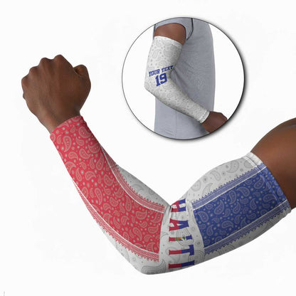 Custom Afro-Haitians Football Arm Sleeves Paisley Flag Pattern Design