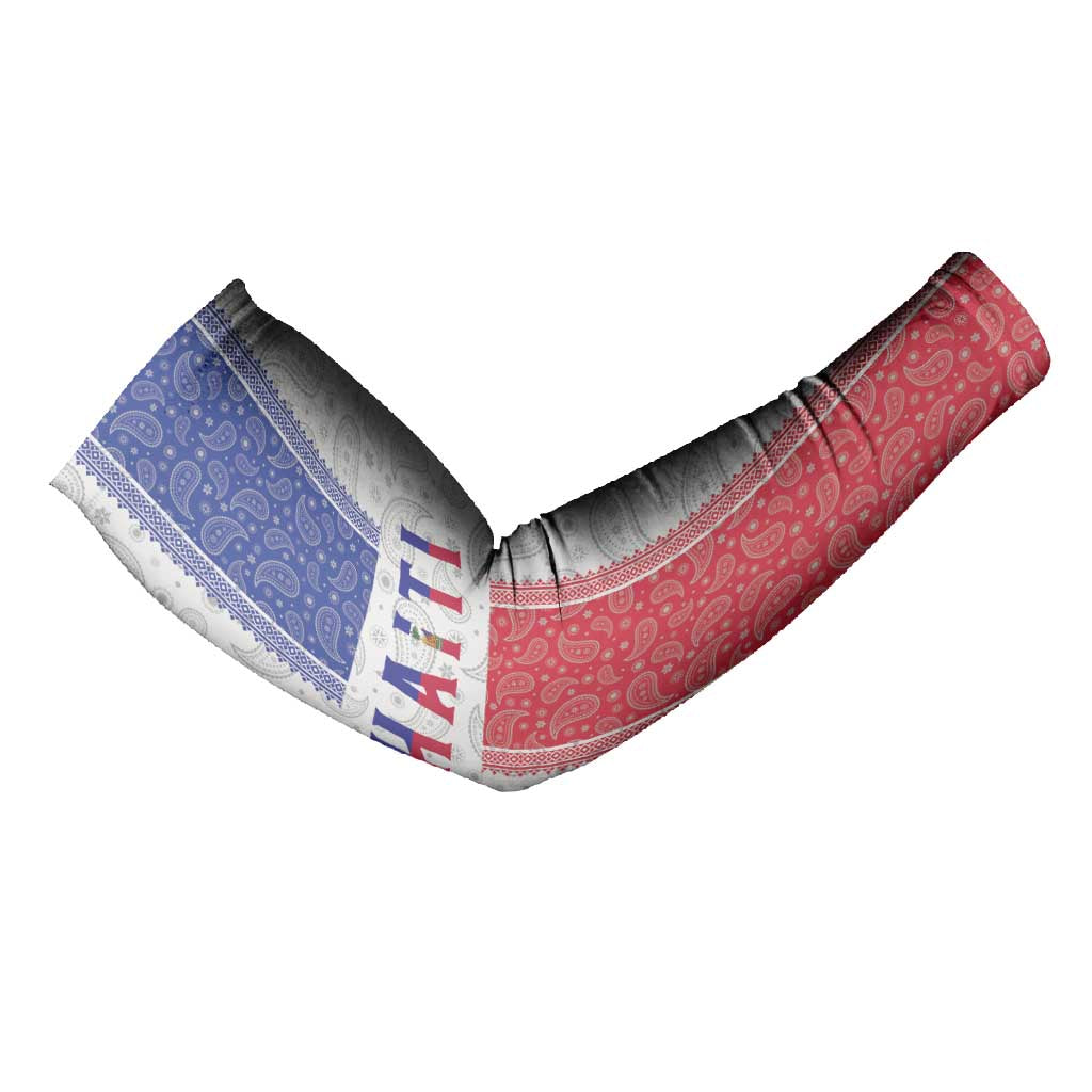 Custom Afro-Haitians Football Arm Sleeves Paisley Flag Pattern Design