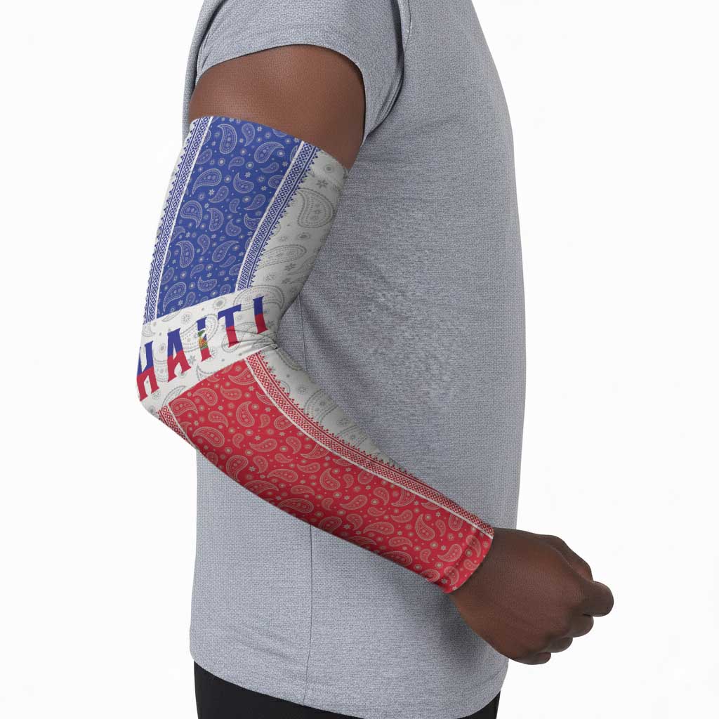 Custom Afro-Haitians Football Arm Sleeves Paisley Flag Pattern Design