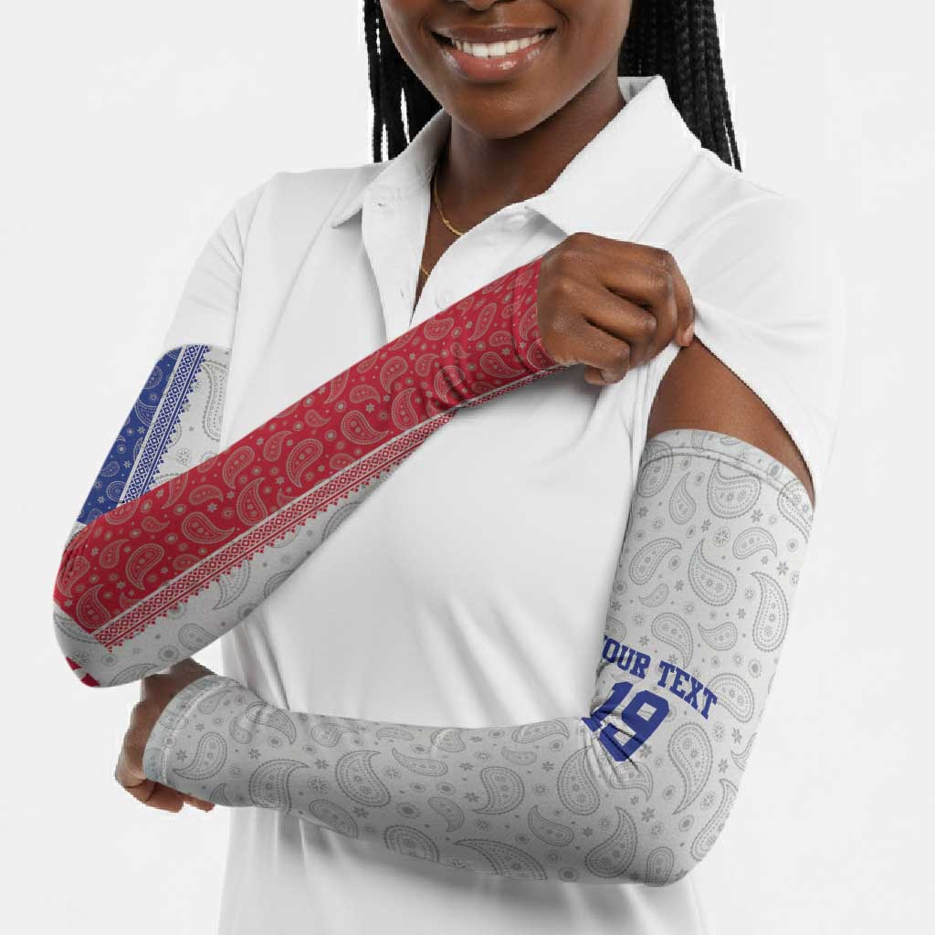 Custom Afro-Haitians Football Arm Sleeves Paisley Flag Pattern Design