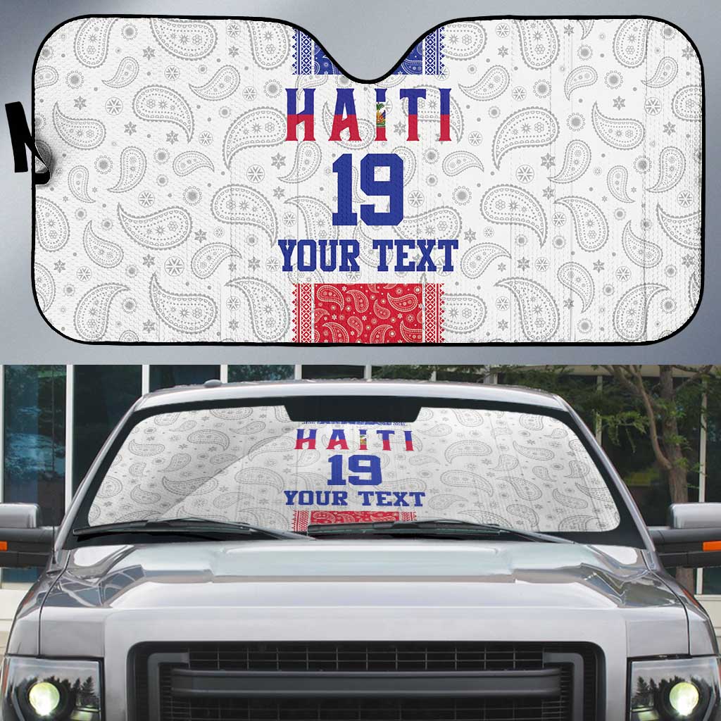 Custom Afro-Haitians Football Auto Sun Shade Paisley Flag Pattern Design