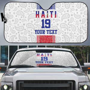 Custom Afro-Haitians Football Auto Sun Shade Paisley Flag Pattern Design